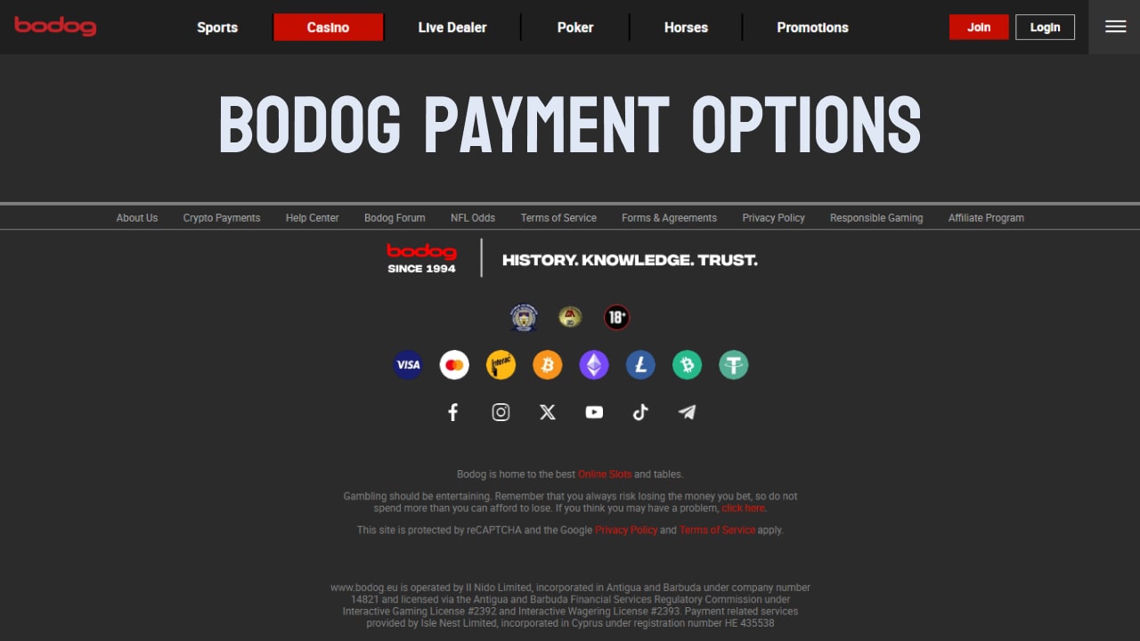 Bodog payment methods