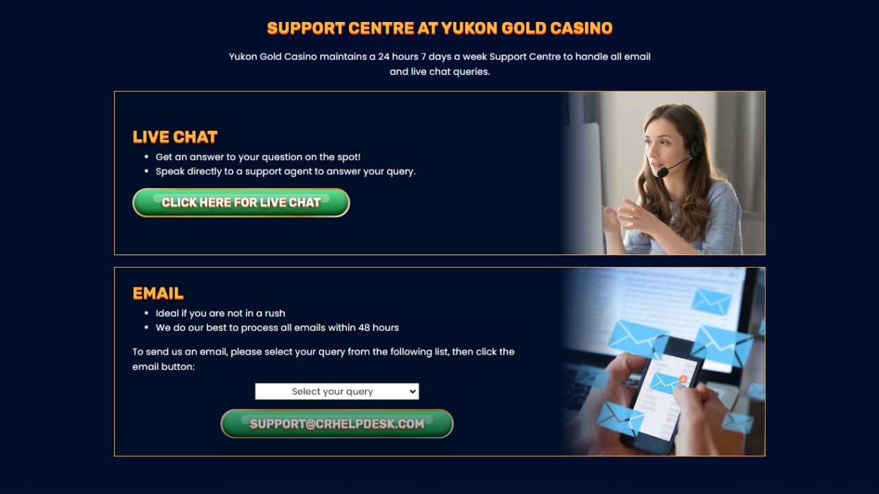 Yukon gold casino customer support
